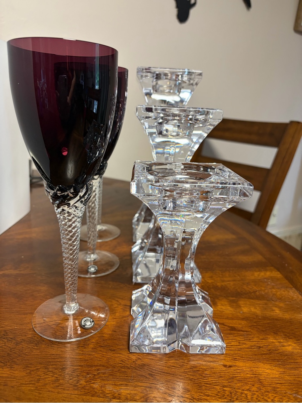 Vintage Crystal Lot Slovenia 24% Lead Crystal Candlesticks & Yugoslavia Goblets